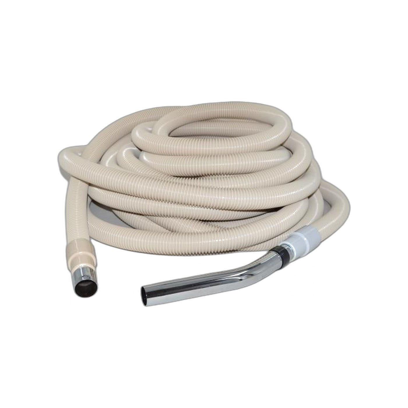 Central Vacuum 50-Foot Non-Electric Hose Assembly - White with Metal Ends
