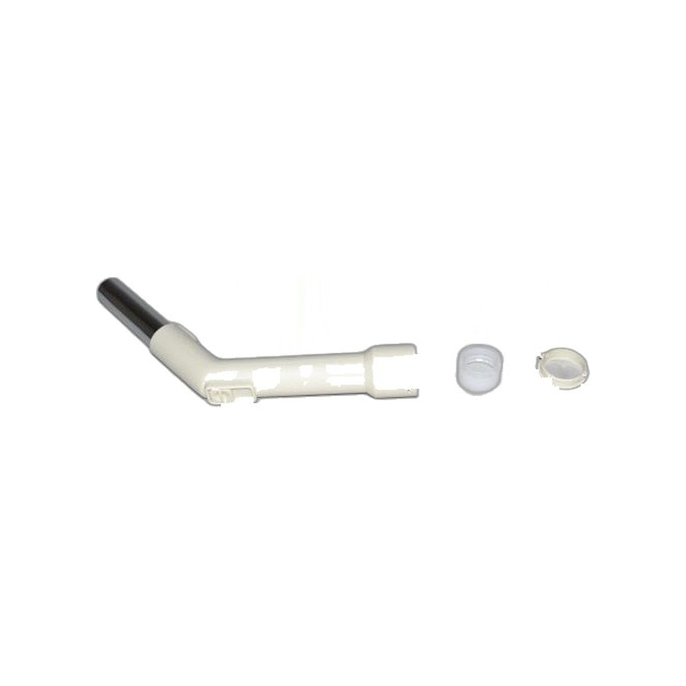 Curved Hose End - 1.25 Inch Metal with Repair Kit, White