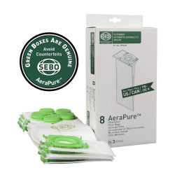 Filter Bag Box X, G, C, 300/350, and 370 (1 piece), 8 bags with caps - SEBO