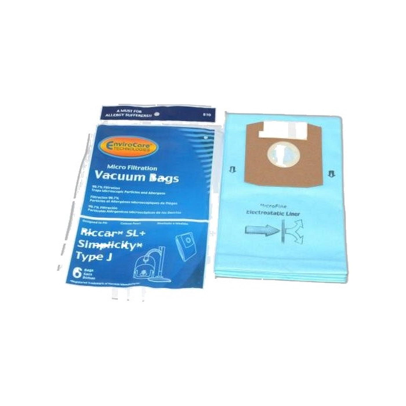 Riccar/Simplicity Type J Micro Filtration Paper Bags - 6 Pack