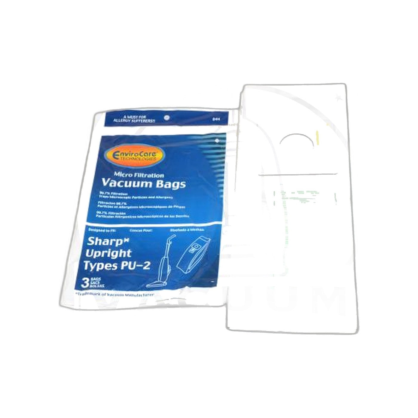 Sharp PU-2 Micro Upright Paper Bags - Fits Almost All Sharp Uprights, 3 Pack