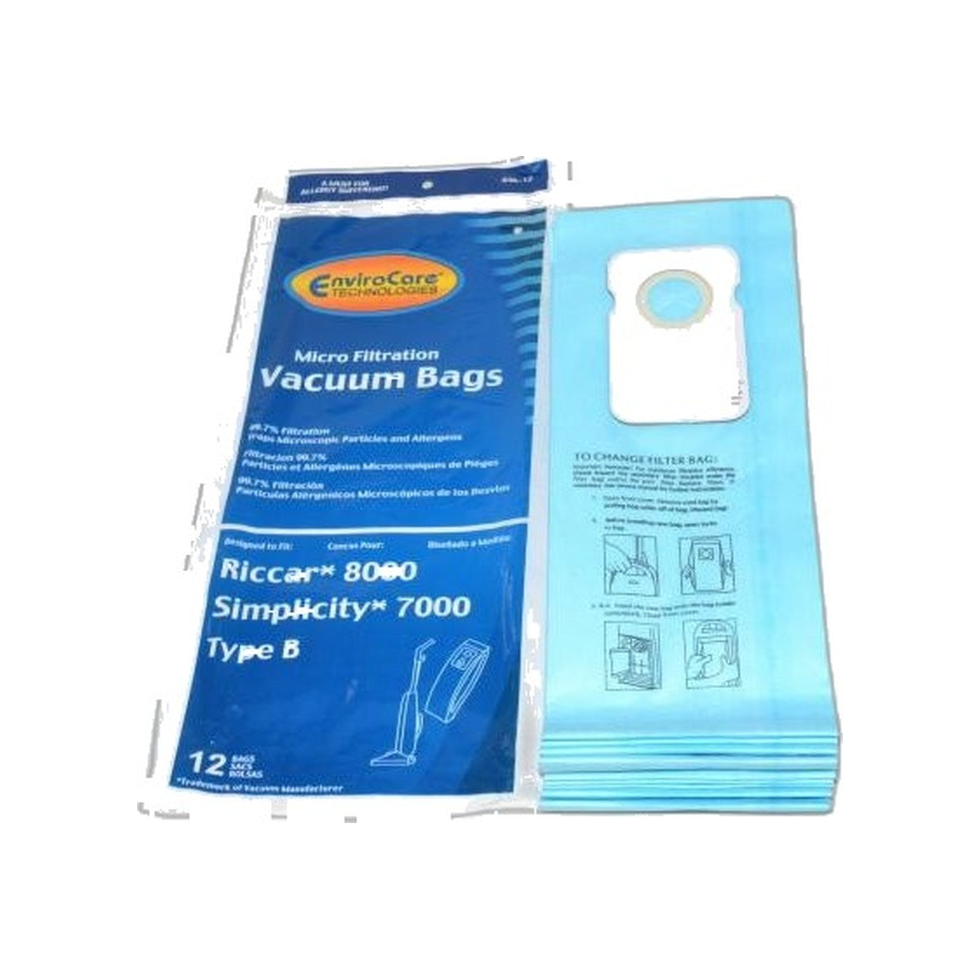 Riccar / Simplicity B-Style Micro Upright Bags (12-Pack)