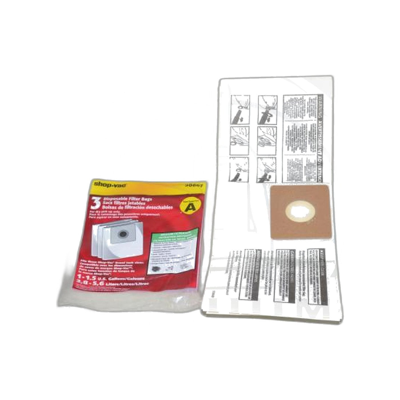 Shop-Vac Type A Paper Bags - 1.5 Gallon, 3 Pack