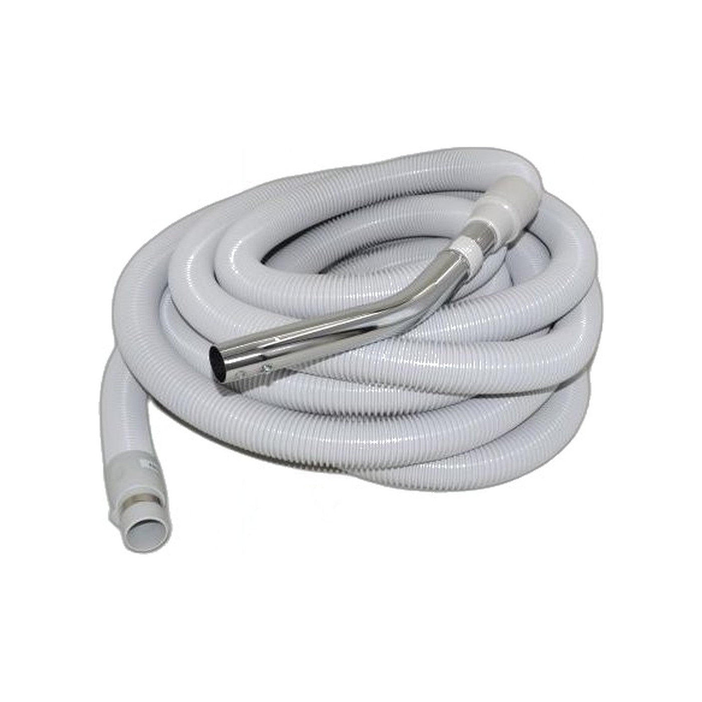 Central Vacuum 30 ft Non-Electric Hose - 1-3/8", Grey with Metal Tool End