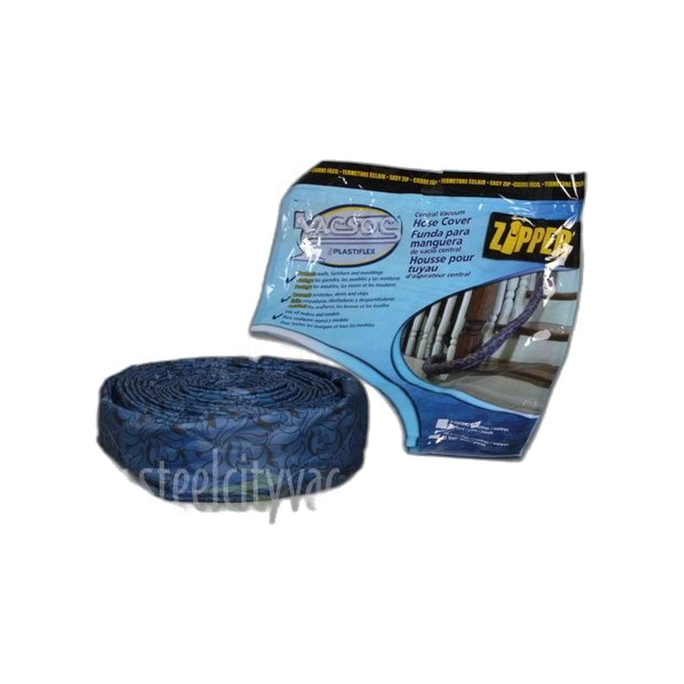 Zipper Hose Sock - Plastiflex Central Vacuum, 35 ft, Blue