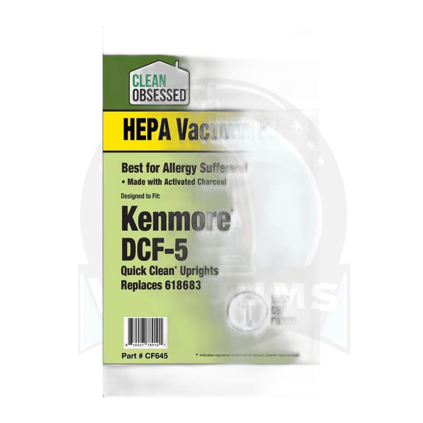 Clean Obsessed Kenmore DCF-5 Dust Cup Filter w/ Charcoal, Quick Clean