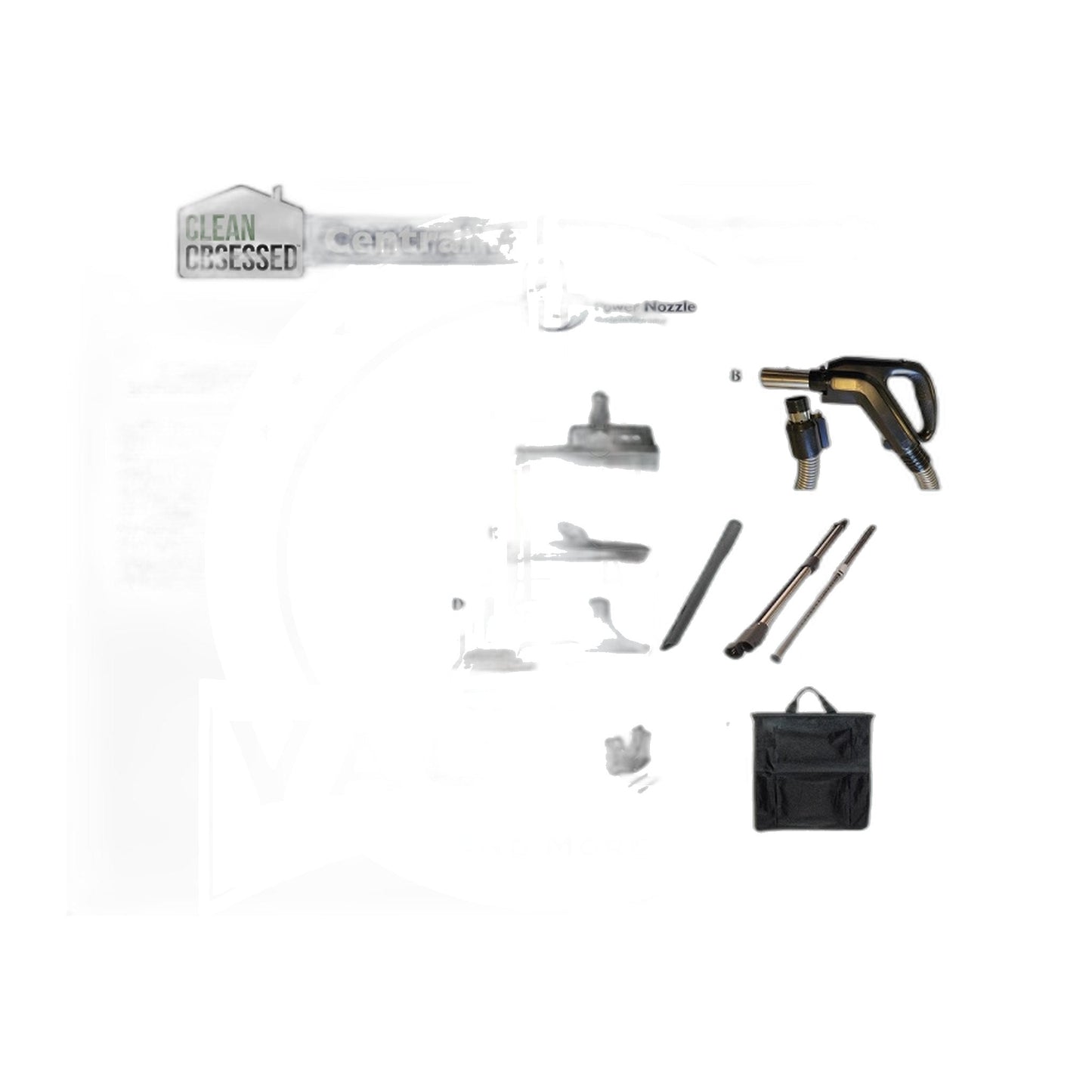 Clean Obsessed Complete SEBO Central Vac Kit, 30' Direct-Connect Hose, 15" Power Nozzle