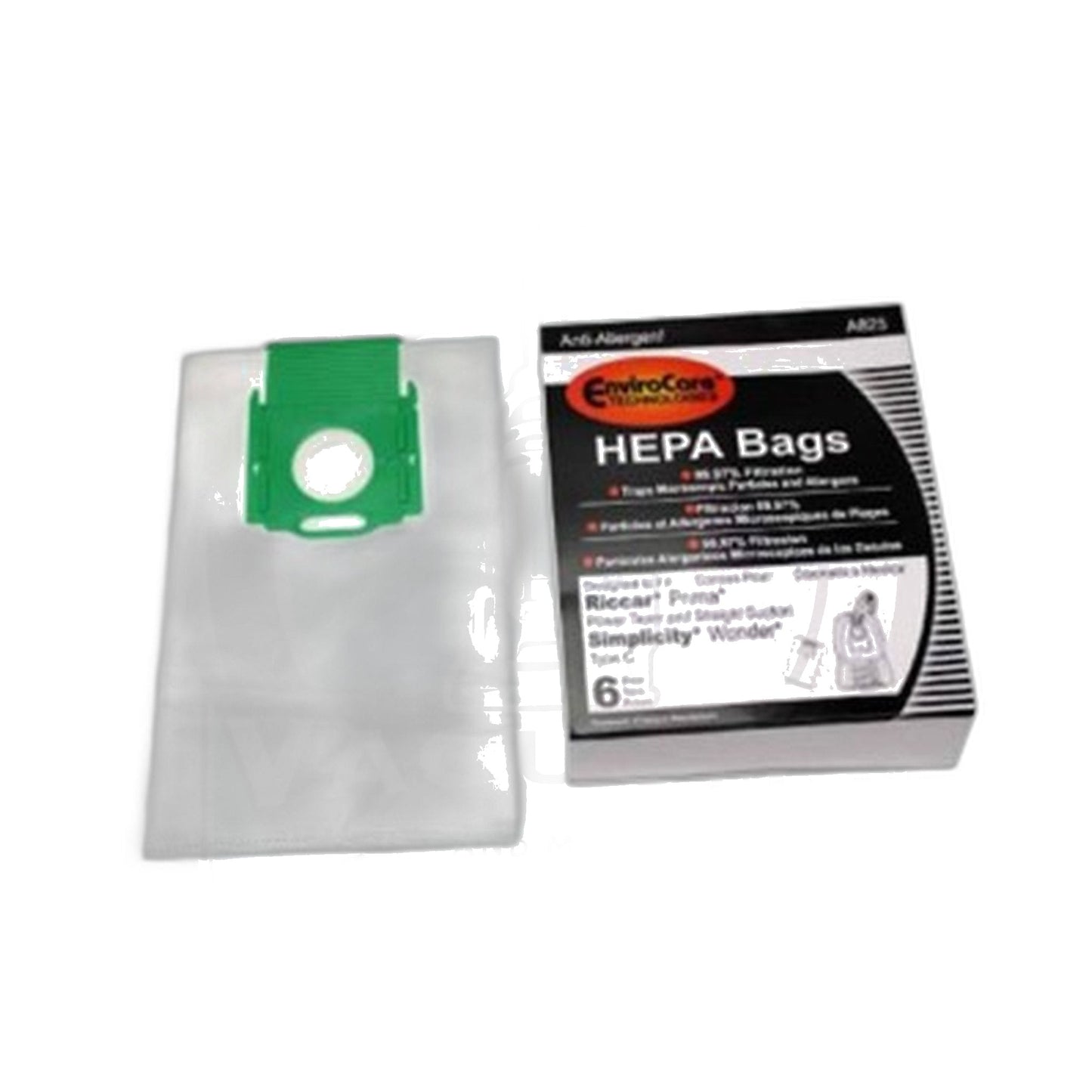 Riccar RCH-6 Type C HEPA Bags 6-Pack (Prima Power Team & Straight Suction)