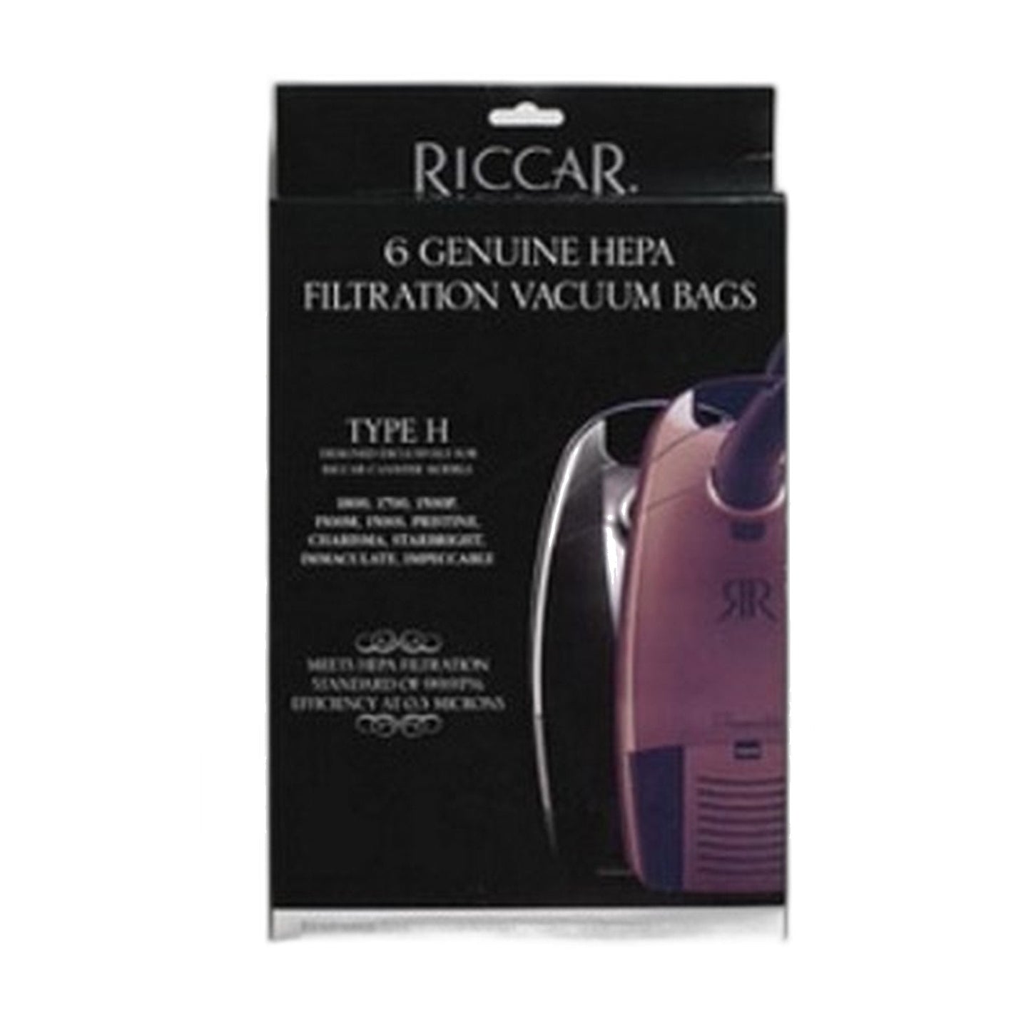 Riccar RHH-6 Type H HEPA Bags for 1700/1800 Canister, 6-Pack