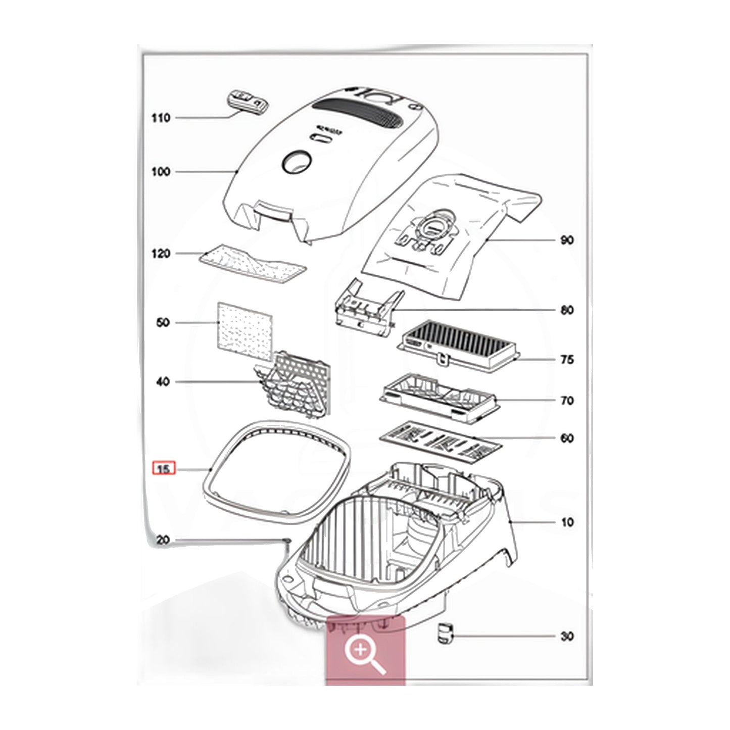 Miele Dust Compartment Seal for Classic C1 / S2000 Canisters