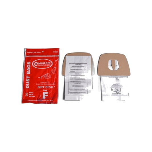 Paper Bags - Dirt Devil Type F, Canister, Envirocare, 3-Pack