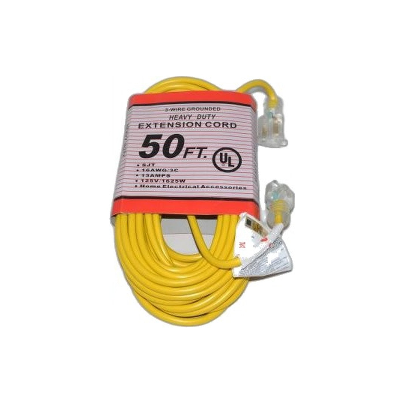 Commercial 50-Foot Extension Cord - Yellow, Lighted Ends