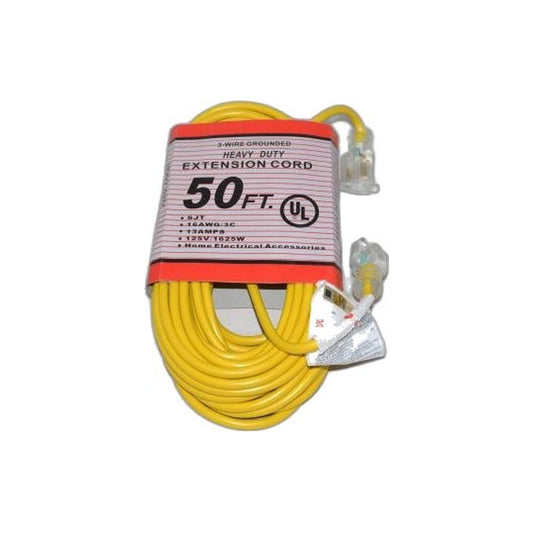 Commercial 50-Foot Extension Cord - Yellow, Lighted Ends