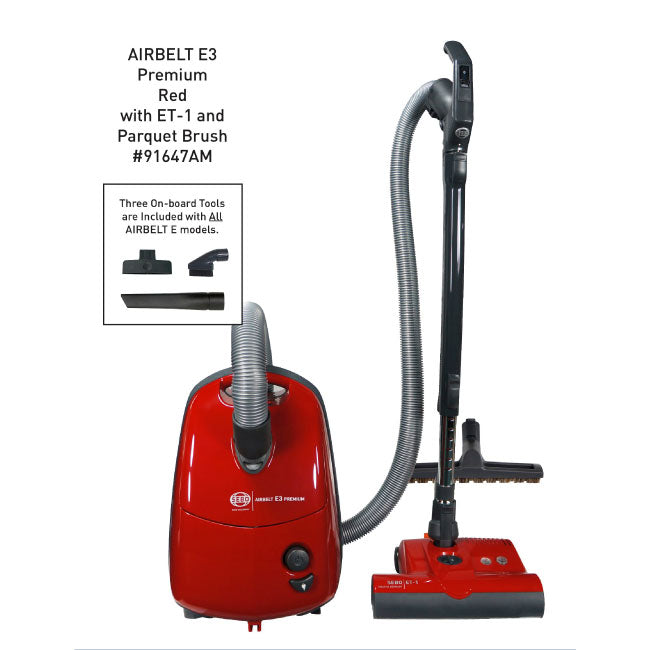 SEBO AIRBELT E3 Premium, with dual-control handle, ET-1, and parquet brush (red) - SEBO