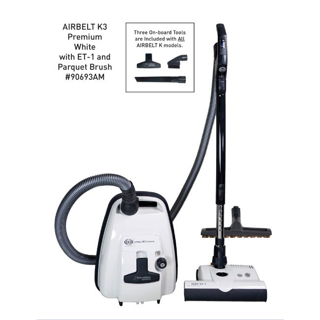 AIRBELT K3 Premium, with dual-control handle, ET-1, and parquet brush (black) - SEBO