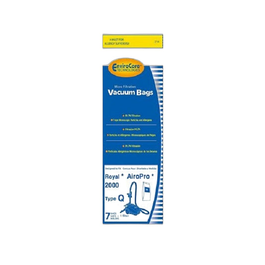 Royal Type Q Enviro Paper Bags 7-Pack + Filter, AiroPro 2000 & Can Vac 82425