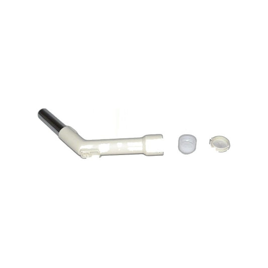 Curved Hose End - 1.25 Inch Metal with Repair Kit, White