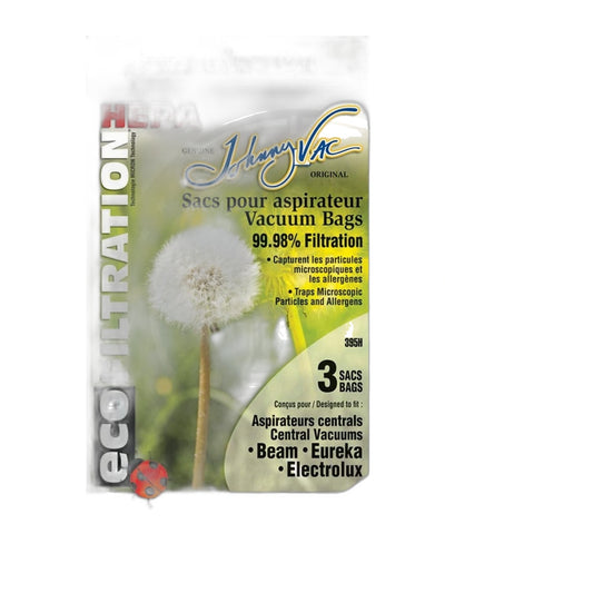 HEPA Central Vacuum Bags 3-Pack for Johnny Vac, Beam, Eureka & Electrolux