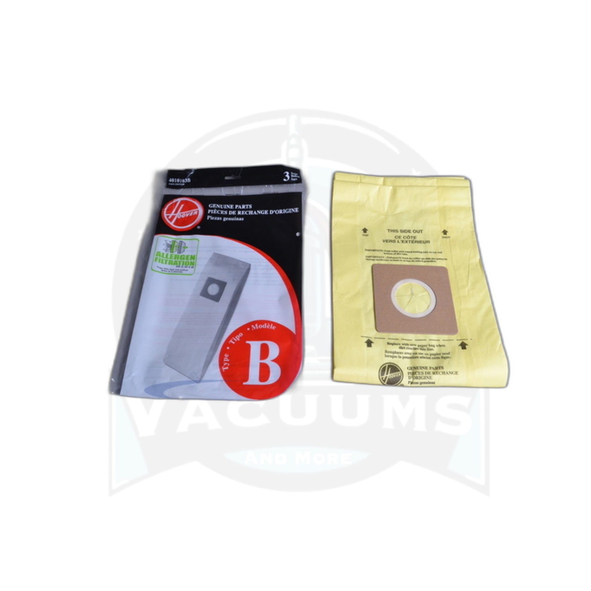 Allergen Paper Bags - Hoover Type B, Lightweight, Sold Each - Hoover
