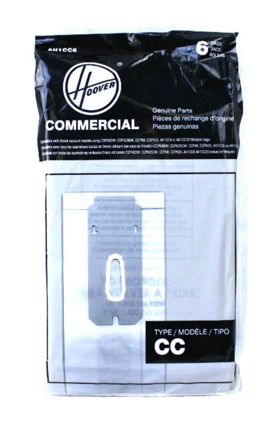 Oreck Type CC Hypoallergenic Commercial Vacuum Bags 6/pk #AH1CC6. Replaces CCPK8DW, CCPK8, CCPK8OF, CCPK8OH, CCPK25, AK1CC6, AK1CC25