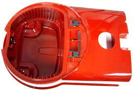 Top Casing, for D4 (red), with filter bag spring (8140ER), cover axle set (6750ER), and cover hinges with axles (8052ER) - SEBO