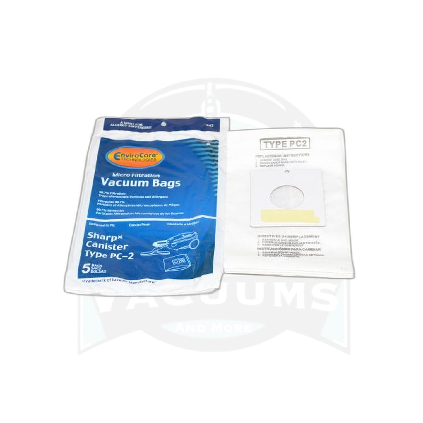 Sharp Micro Canister Paper Bags PC2 - 5 Pack - EC6311/EC7311 - Sharp