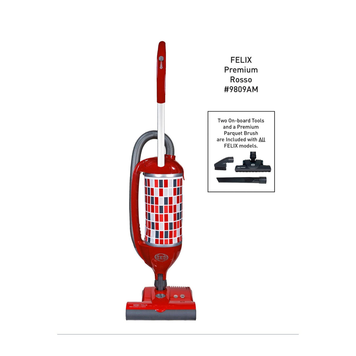 SEBO FELIX Premium upright vacuum in Rosso Red