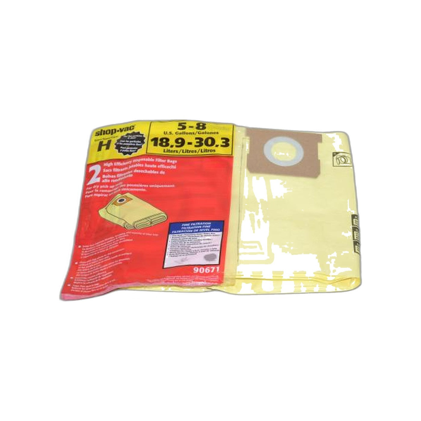 Shop-Vac Type H High Efficiency Drywall Paper Bags - 5/6/8 Gallon, 2 Pack