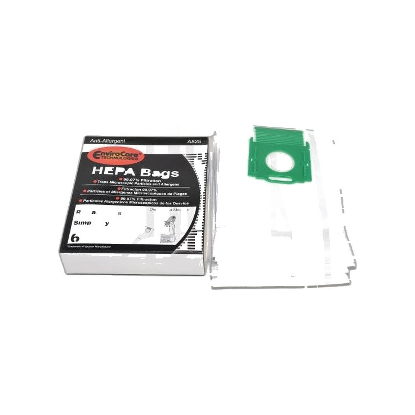 Riccar Simplicity C Allergen Paper Bags-Prima - 6 Pack - Canister with Green Plastic Collar