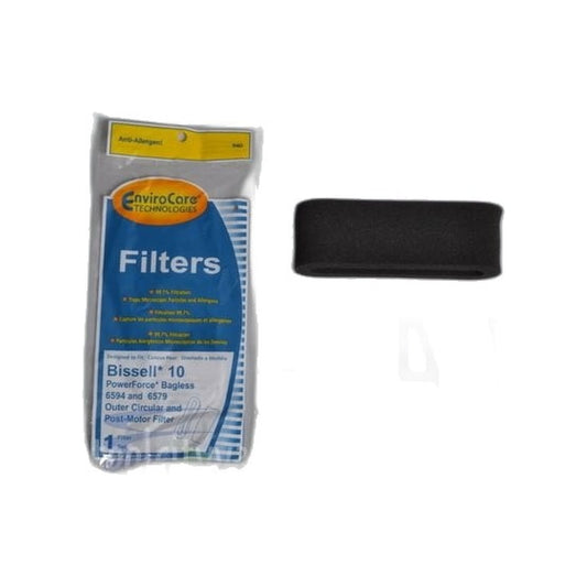Bissell Foam Wrap Around Filter - Style 10, 2 Pack - 1 Wrap Around Filter and 1 Post Motor Filter