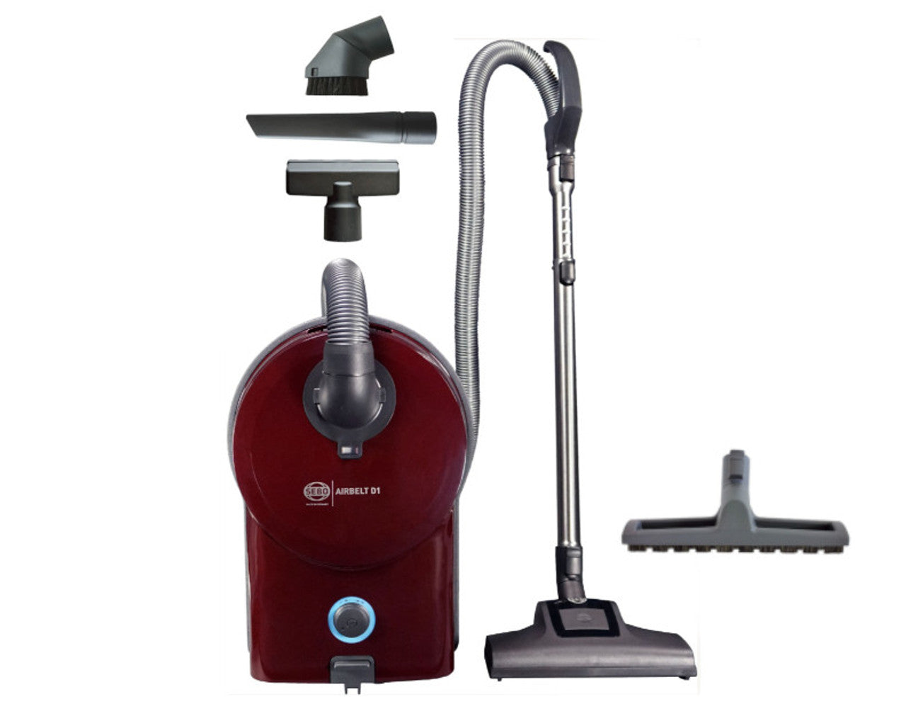 AIRBELT D1 Turbo, with turbo nozzle (8365GS) and parquet brush (black cherry) - SEBO