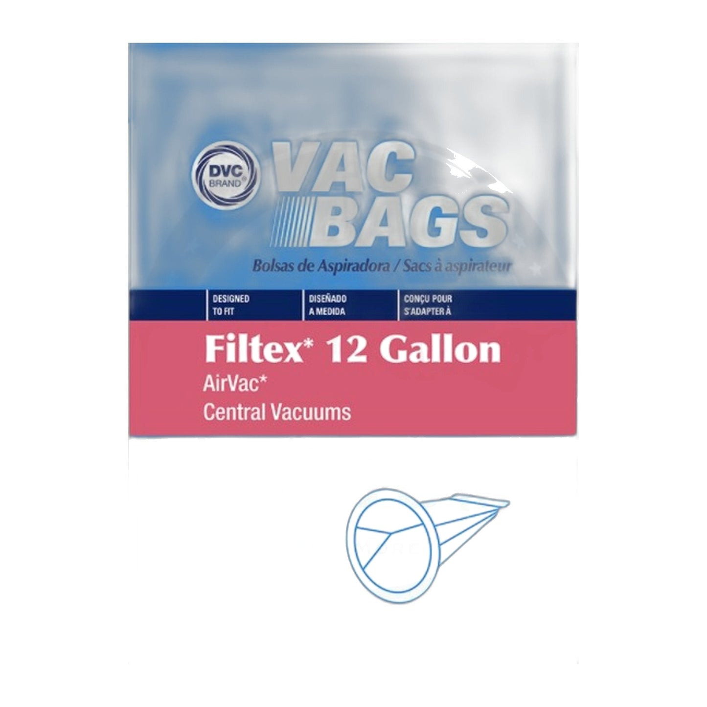 Filtex 12-Gallon Paper Central Vacuum Bags, 4-Pack for AirVac & CVI