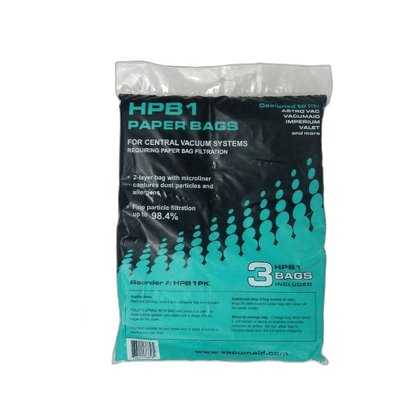VacuMaid HPB1PK 3-Layer Synthetic Central Vacuum Bags, 3-Pack Original
