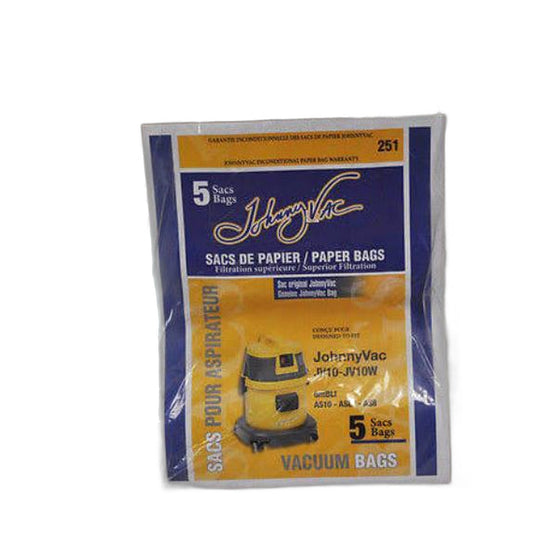Johnny Vac JV10 / JV10W Original Paper Vacuum Bags, 5-Pack