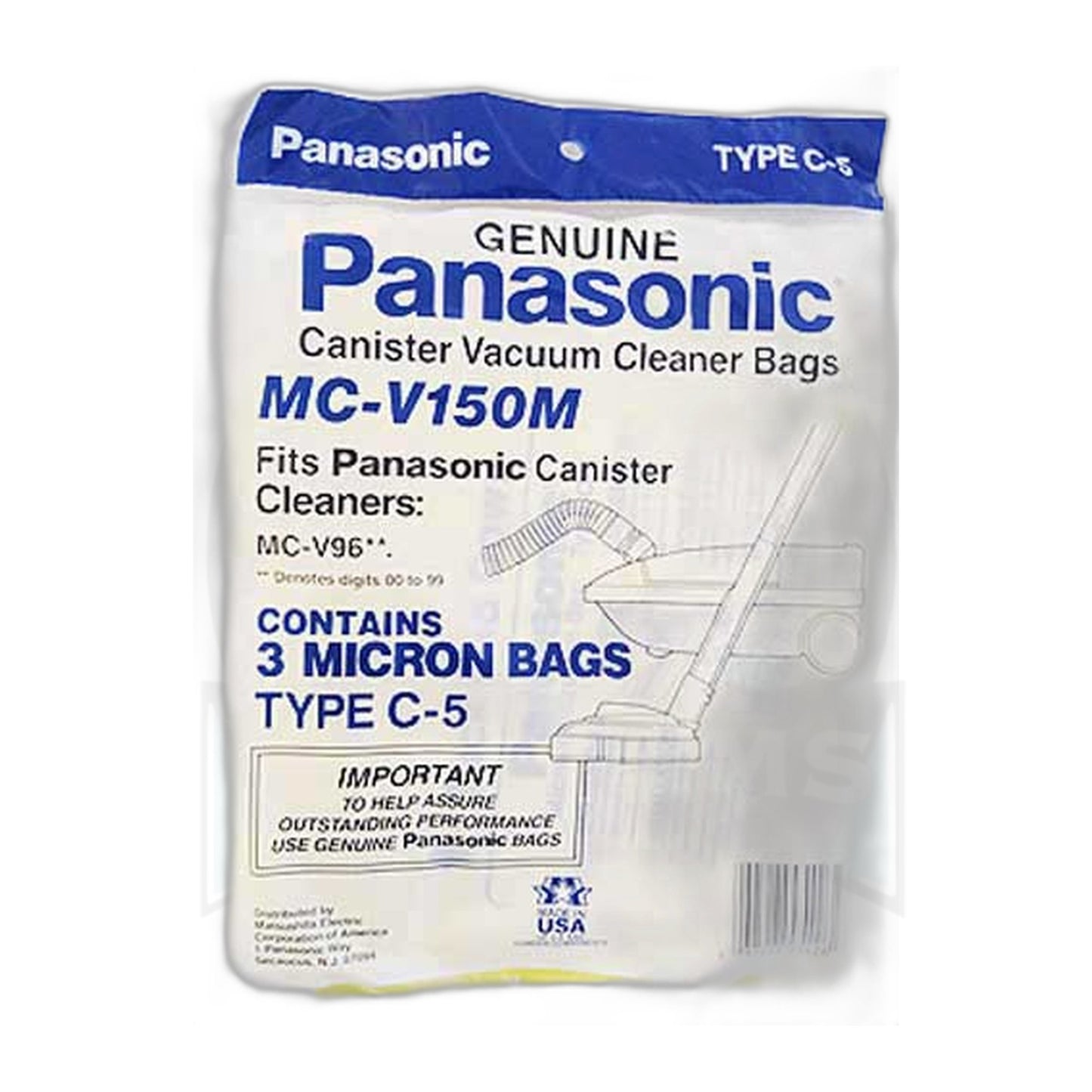 Panasonic Type C-5 Micron Paper Vacuum Bags (3-Pack)