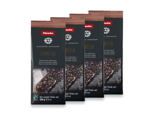 Miele Black Edition Espresso whole coffee beans, four 250 g bags, 12792190