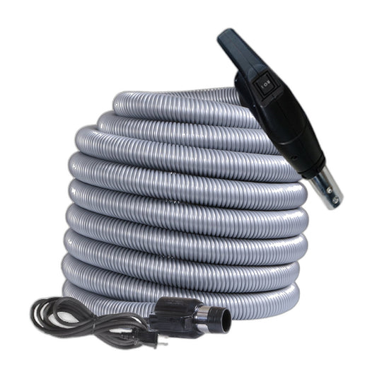 Nadair 35' Dual Volt Central Vac Hose, 1-3/8" Silver - Part #N35DVH