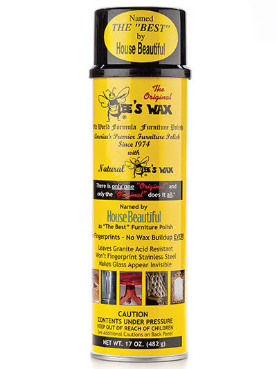 Front of The Original Bee's Wax 17 oz furniture polish aerosol can