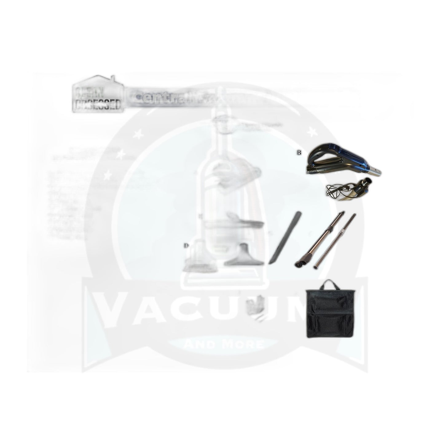 Clean Obsessed SEBO Central Vac Kit - 30' Pigtail Hose, 12" Black Powerhead