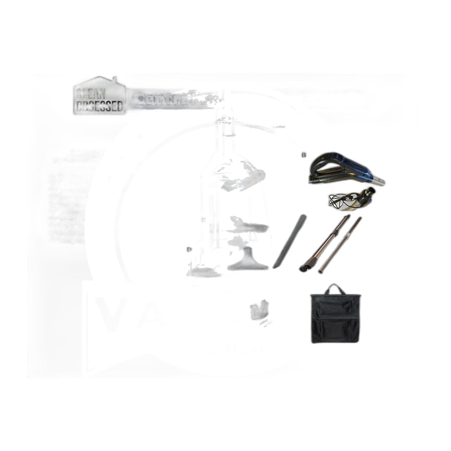 Clean Obsessed SEBO Central Vac Kit - 35' Pigtail Hose, 12" Black Powerhead