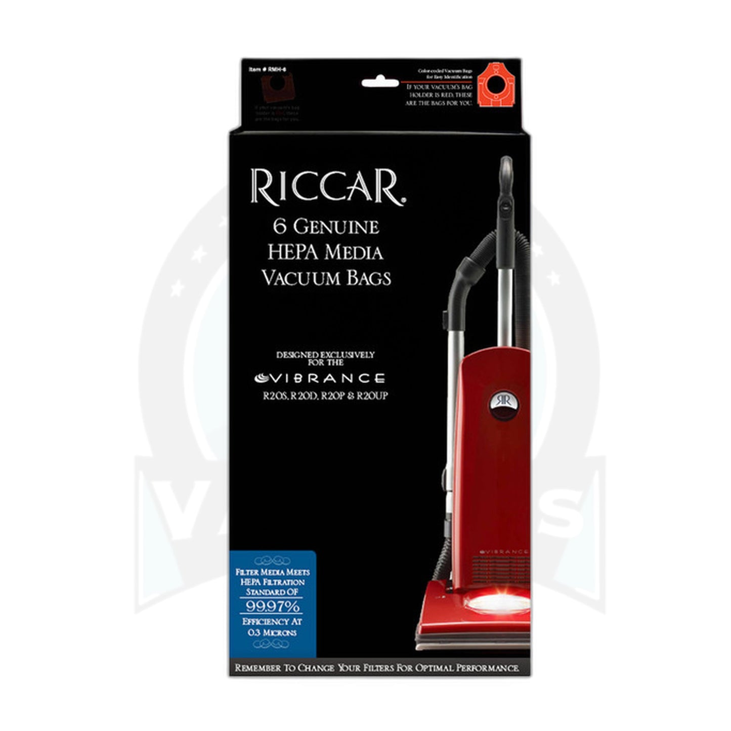 Riccar RMH-6 Type M HEPA Bags for Vibrance R20, 6-Pack