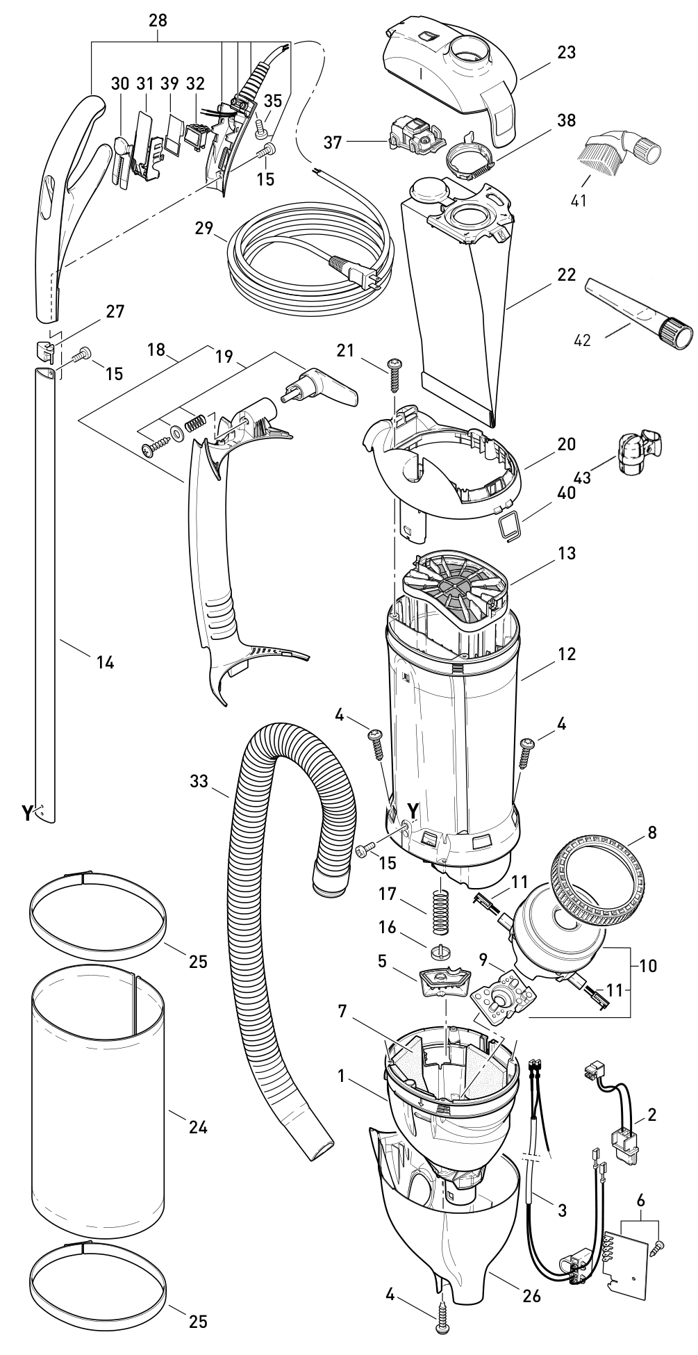 SEBO DART exploded parts diagram