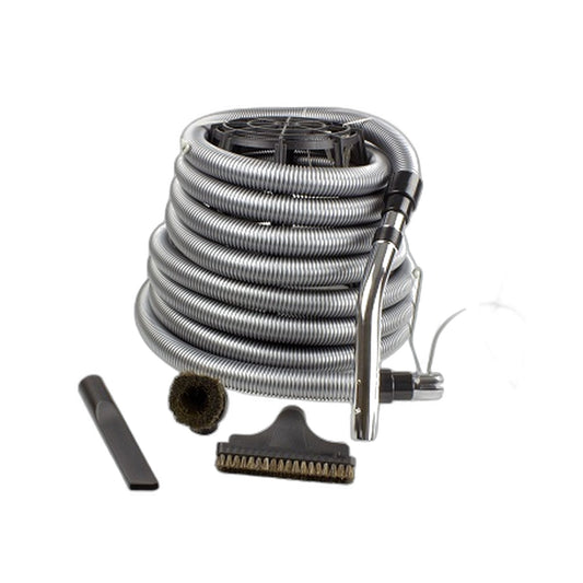 35 ft Black Garage Vacuum Hose Kit with Tools & Hanger